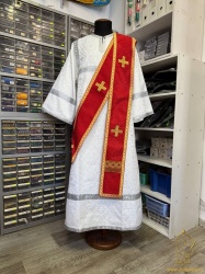 Орарь двойной красный, шелк, без поручей