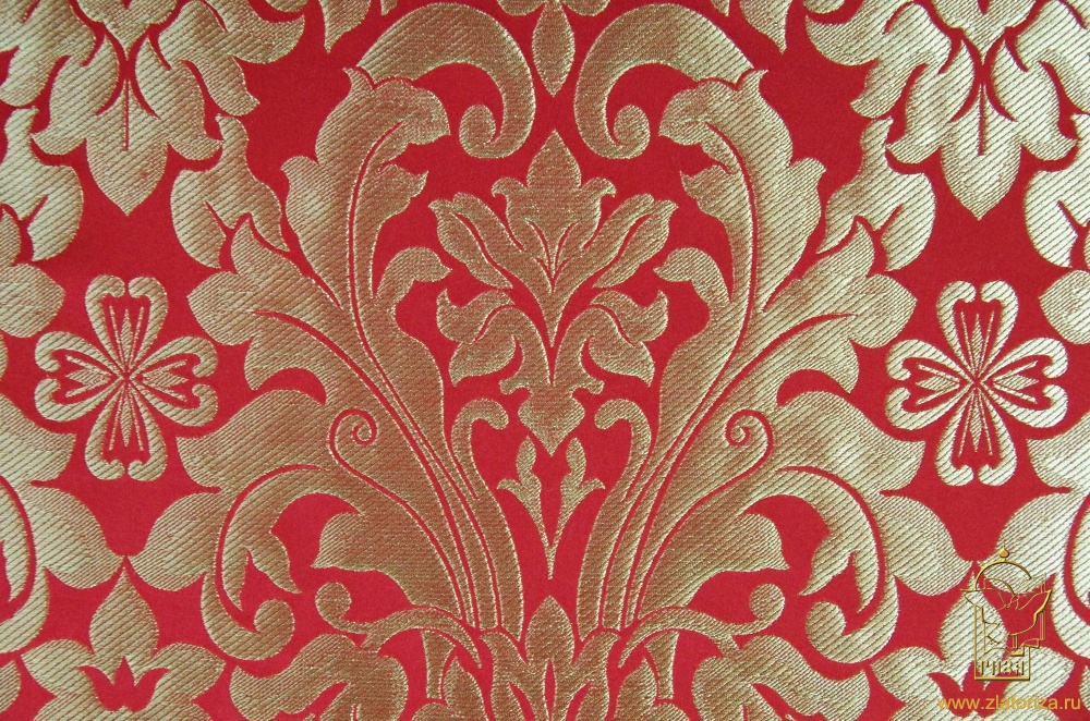 Парча КУПИНА, красная с золотом, шир. 155 см