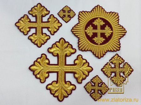 Набор крестов, иерейский, ВИФЛЕЕМ, бордо с золотом, 14 шт, арт. 22784