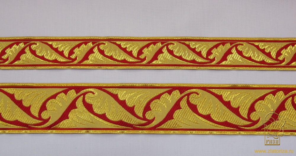 Галун Греция ЛИСТ 5 см, красный с золотом