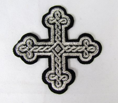 Крест 4 ОКРУГЛАЯ ПЛЕТЕНКА, черный с серебром,6-7 см