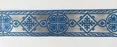 Галун ВИЗАНТИЯ, голубой с сереб, шир. 6 см, ФР