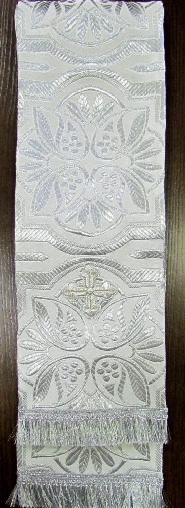 Закладка для служебных книг, парча, белая с серебром, шир. 14,5 см