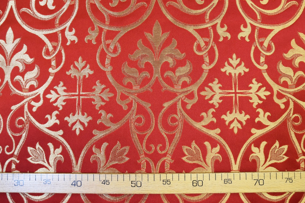 Парча СВЯТОГОРСКАЯ, красная с золотом, шир. 165 см