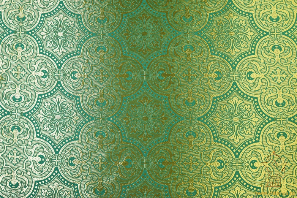 Шелк АНТИОХИЯ, зеленый с золотом, шир. 160 см