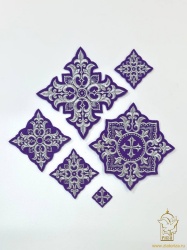 Набор крестов, иерейский, ПОЧАЕВ, фиолетовый с серебром, 14 шт