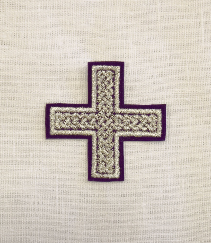 Крест 3 ПРЯМАЯ ПЛЕТЕНКА, фиолетовый с серебром,8-9 см