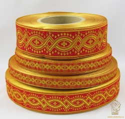 Галун КОСТРОМА, красный с золотом, шир. 2,2 см, РА