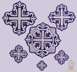 Набор крестов ПОКРОВСКИЙ W 108, иерейский, фиолетовый с серебром, 14 шт