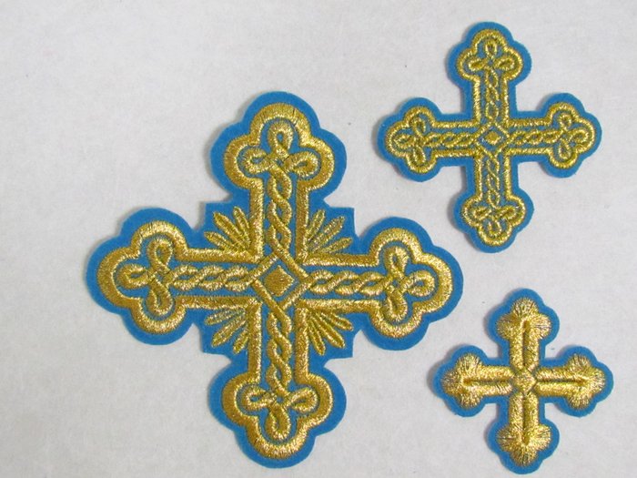 Набор крестов, иерейский, ОКРУГЛАЯ ПЛЕТЕНКА, черный с серебром, 14 шт