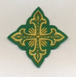Крест 3 ОСТРЫЙ, зеленый с золотом,8-9 см
