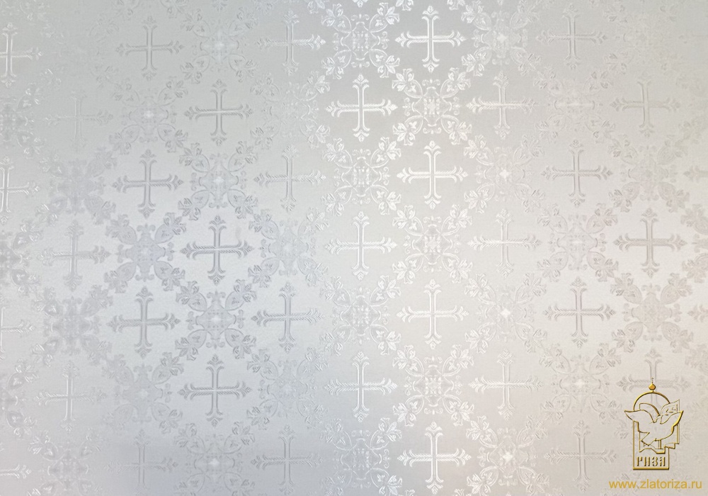 Шелк ЗЛАТОУСТ, белый с серебром, шир. 150 см, Рахманово