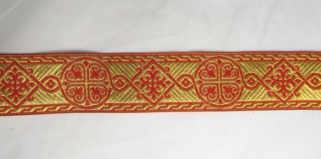 Галун ВИЗАНТИЯ, красный с золотом, шир. 4 см, ФР