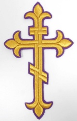 Крест Аналойный восьмиконечный, фиолетовый с золотом, высота 25 см