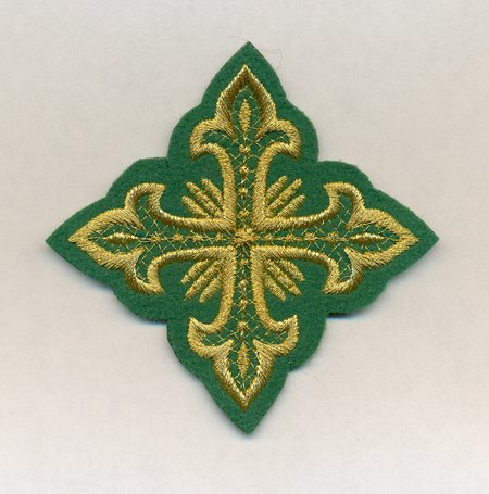 Крест 3 ОСТРЫЙ, зеленый с золотом,8-9 см