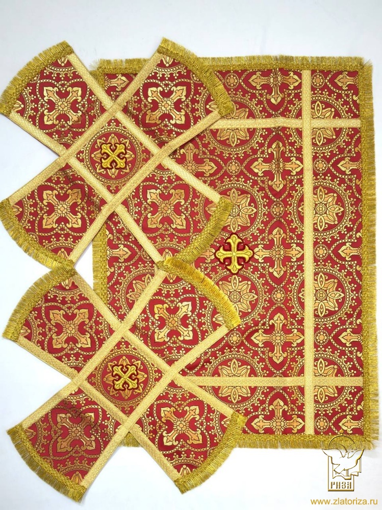 Покровцы шелк, красные с золотом