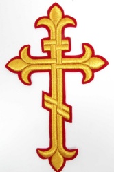Крест Аналойный восьмиконечный, красный с золотом, высота 25 см