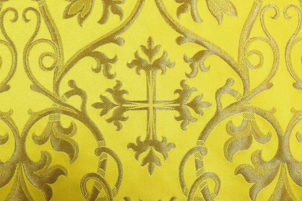 Парча СВЯТОГОРСКАЯ, желтая с золотом, шир. 165 см