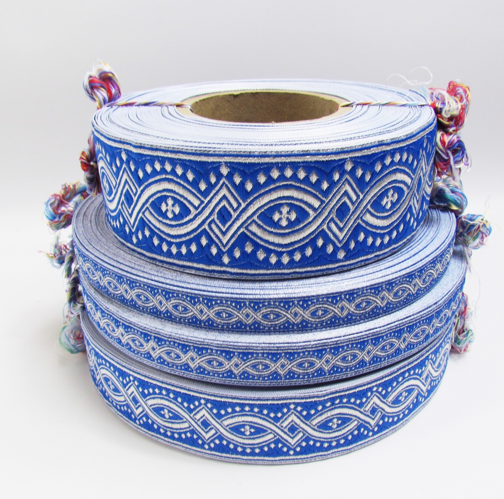 Галун КОСТРОМА, синий с серебром, шир. 5 см, РА