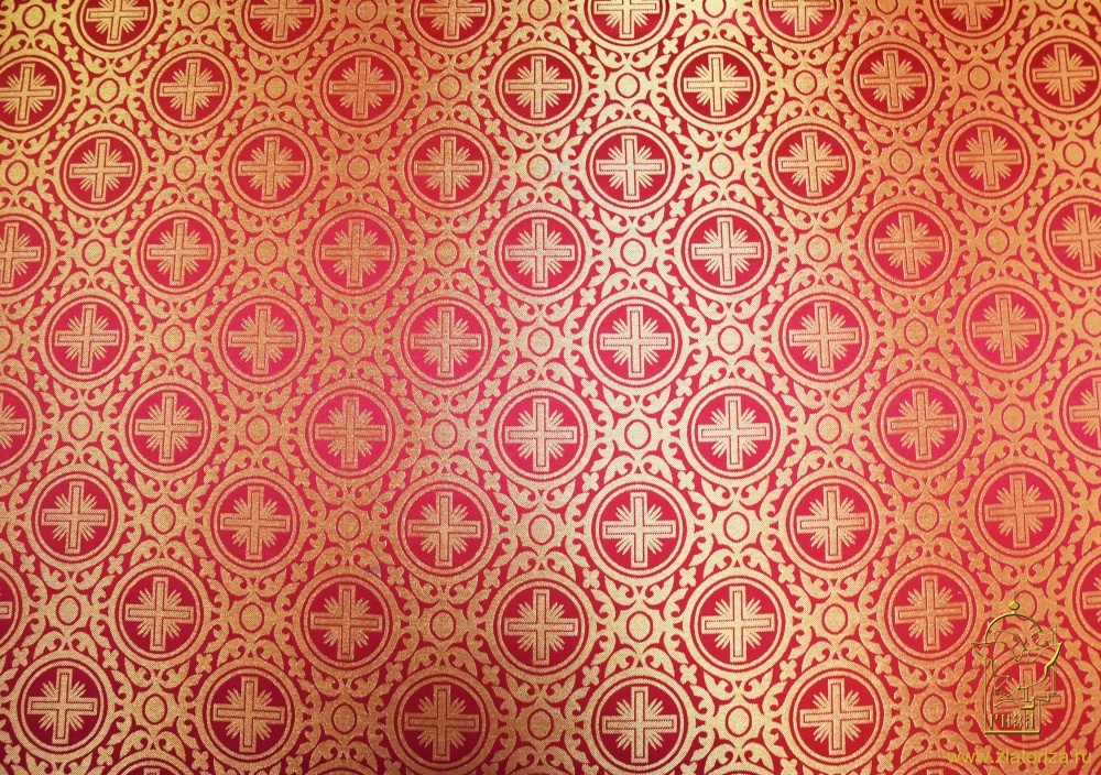 Парча ПРЕСТОЛЬНЫЙ, красная с золотом, шир. 150 см, Рахманово