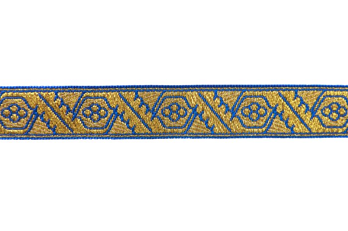 Галун ДУБОК, голубой с золотом, шир. 2,3 см, ФР