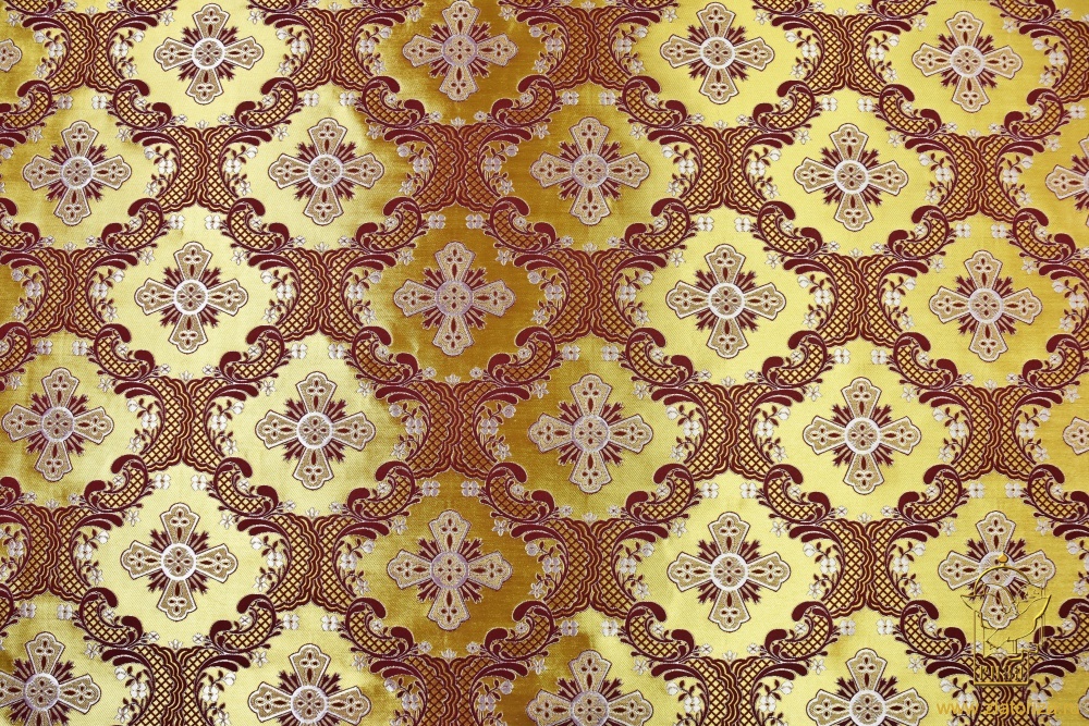 Шелк ЭЛЕОН, горчица с бордо окантовкой. 165 см
