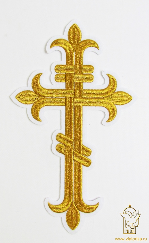 Крест Аналойный восьмиконечный, белый с золотом, высота 25 см
