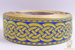 Галун ПЛЕТЕНКА, синий с золотом, шир. 5 см, РА