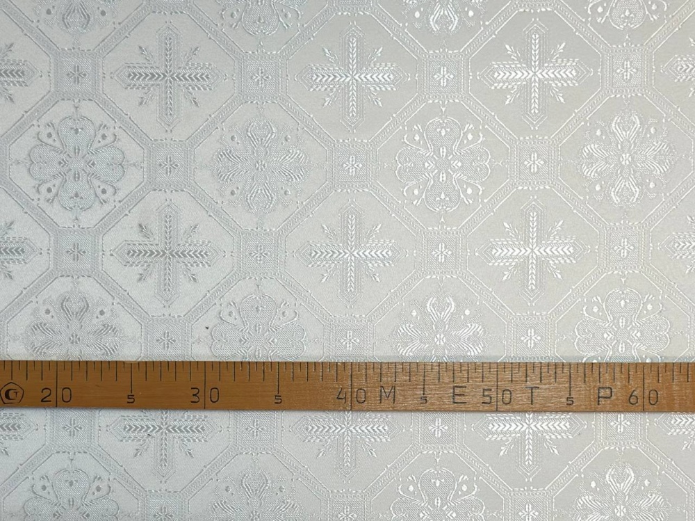 Шелк СВЕТЛАНА, белый с серебром, шир. 150 см, Рахманово