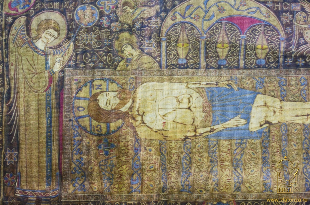 Плащаница Спаситель, напрестольная, шелкография, средник 88х55 см, общий 105х73