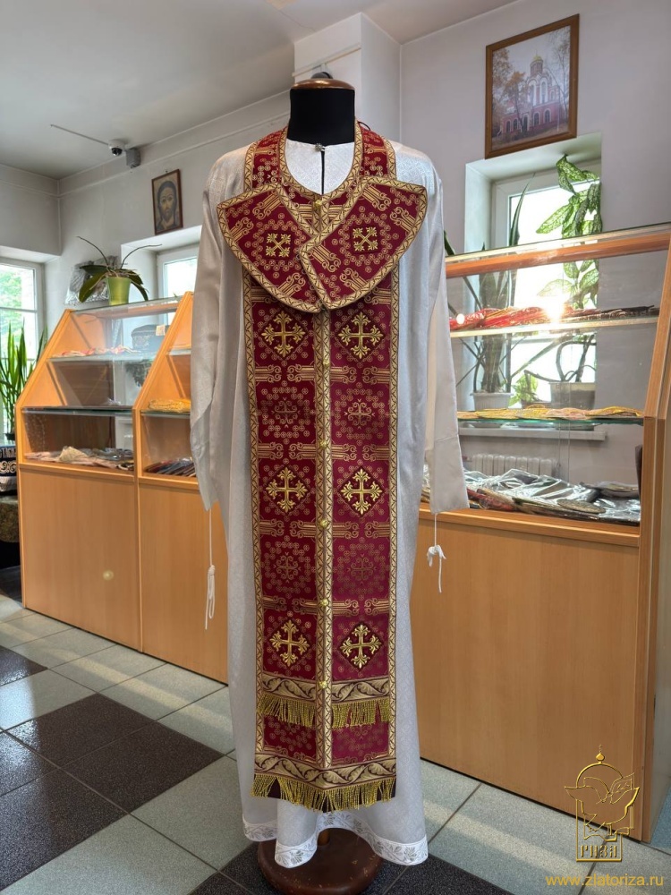 Епитрахиль + поручи, бордовая с золотом