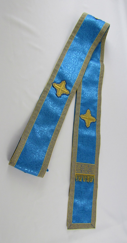 Орарь голубой с золотом, шелк, без поручей