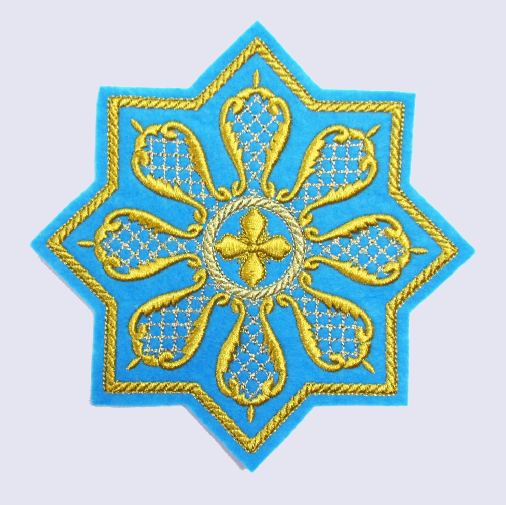 Набор крестов КАРЕТНЫЙ, архиерейский, голубой с золотом, 21 шт,