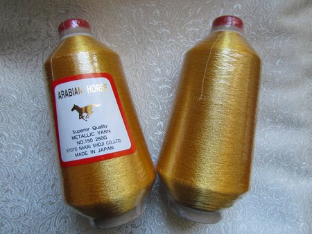 Нитки металлизированные ARABIK HORSE золото, для вышивки, бобина, Япония