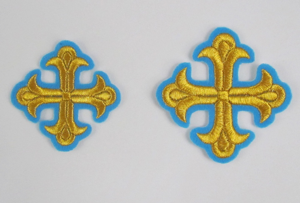 Набор крестов, дьяконский, ЛУКОШКО, голубой с золотом, 10 шт