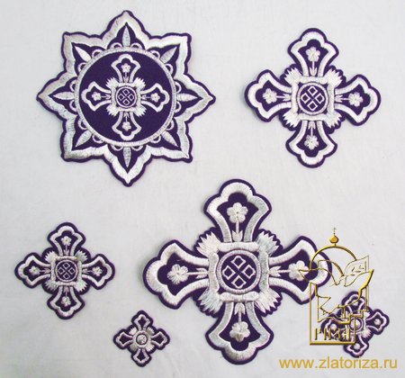Набор крестов, иерейский, ТВЕРСКОЙ фиолетовый с серебром, 14 шт, арт. 22415