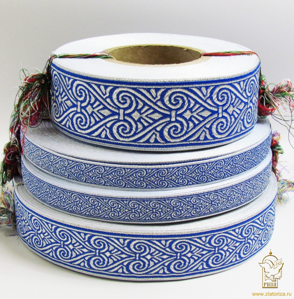 Галун АФИНЫ, синий с серебром, шир. 5,3 см, РА