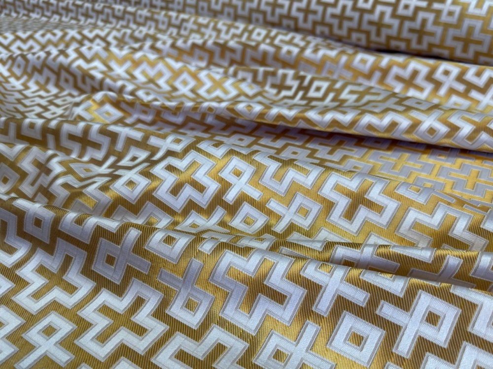 Шелк ИХТИС, белый с золотом, шир. 160 см