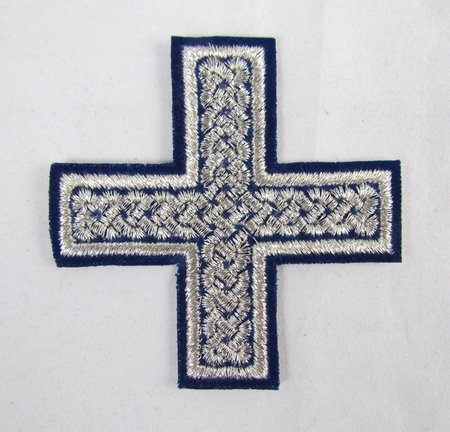 Крест 3 ПРЯМАЯ ПЛЕТЕНКА, синий с серебром,8-9 см