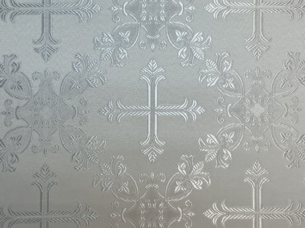 Шелк ЗЛАТОУСТ, белый с серебром, шир. 150 см, Рахманово