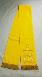 Закладка, вышитая, габардин, желтая с золотом, шир. 14 см