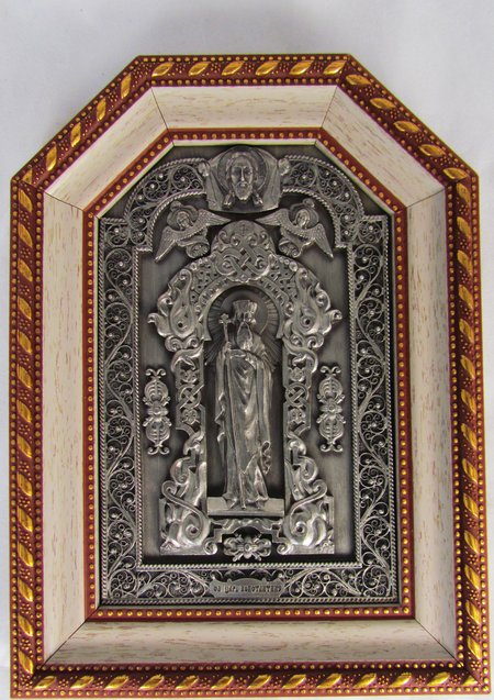 Икона Константин святой равноапостольный (ростовая) серебрение багет без стекла