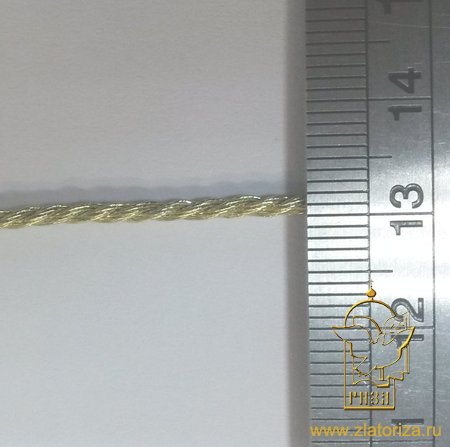 Шнур золото, металл, 2 мм, арт d1013, витой, зеленое золото