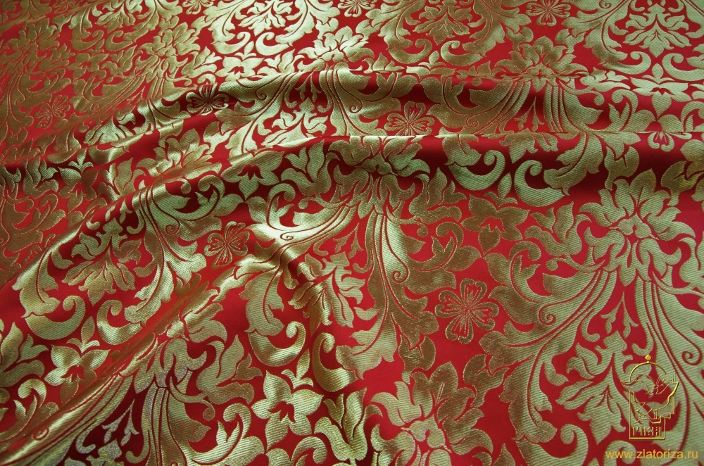 Парча КУПИНА, красная с золотом, шир. 155 см