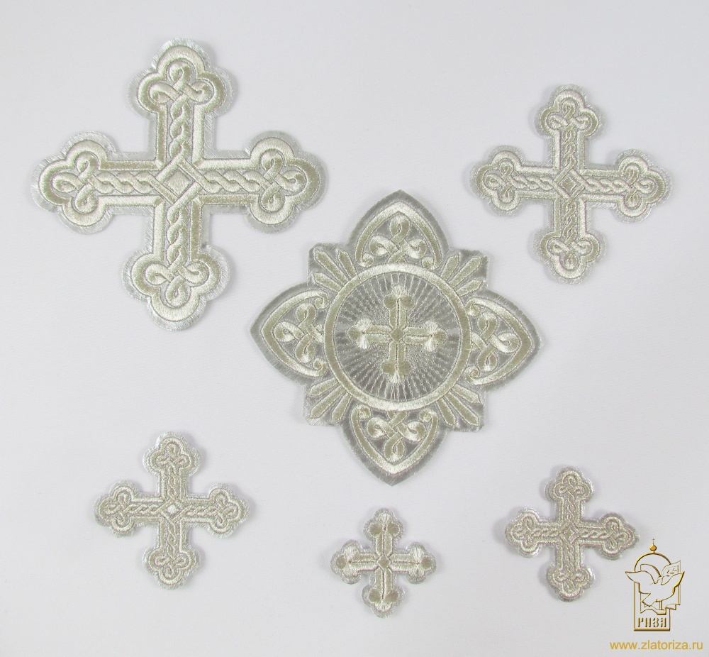 Набор крестов, иерейский, ОКРУГЛАЯ ПЛЕТЕНКА, лаке с серебром, 14 шт