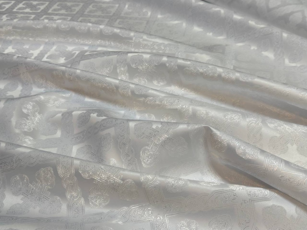Шелк ПРЕОБРАЖЕНИЕ, белый с серебром, шир. 150 см