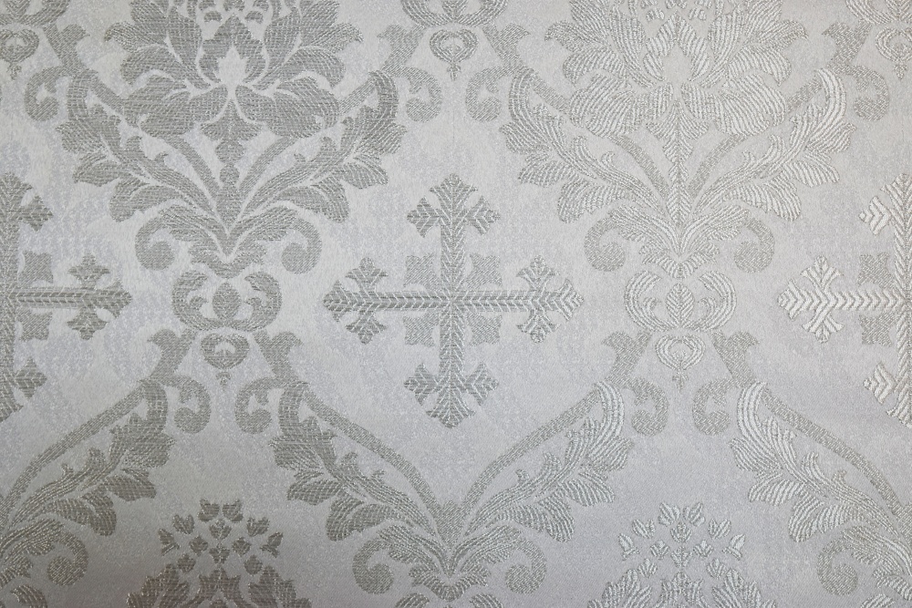Парча МУЗА, белая с серебром, шир. 150 см, Рахманово
