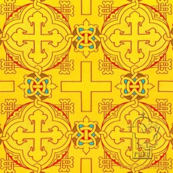 Парча греческая ЯРОСЛАВСКАЯ, желтая с красным, арт. 69363