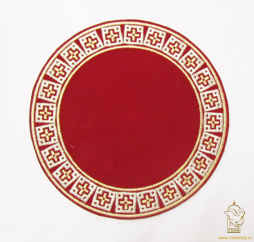 Салфетка под подсвечник, замша искус, вышивка, диаметр 20 см