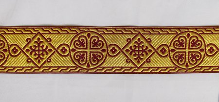 Галун ВИЗАНТИЯ, бордо с золотом, шир. 6 см, ФР